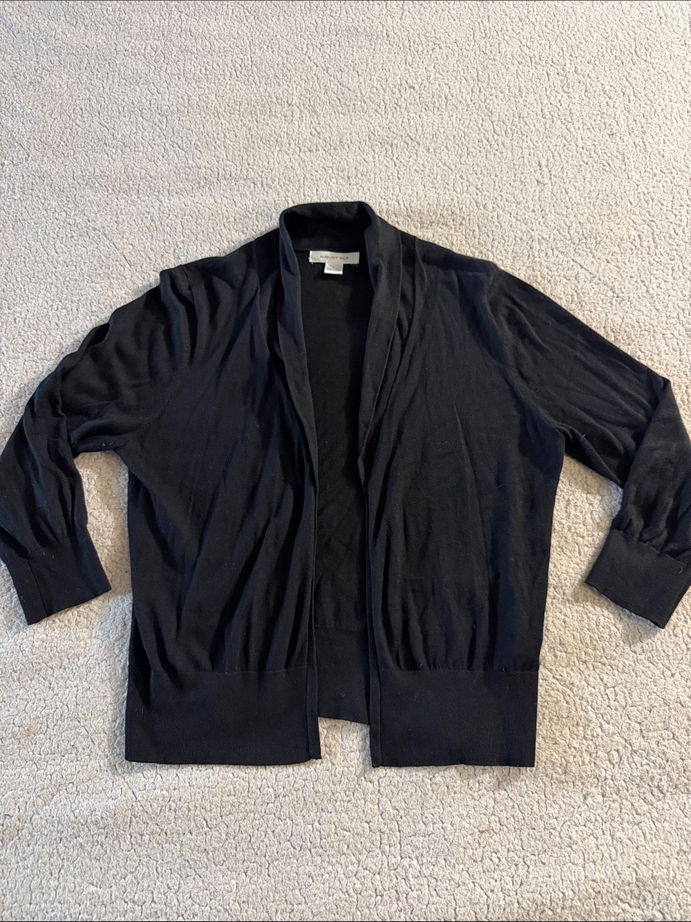 august silk Black Open-Front Lightweight Cotton Blend Women's Cardigan Large